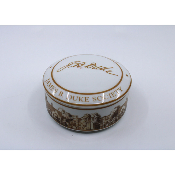 B2 Auth 1998 Tiffany Co Duke University Porcelain Trinket Box J.B. Duke Society - Picture 1 of 8